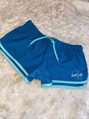Salt Life Women's Teal and Aqua Swim Drawstring Trunks